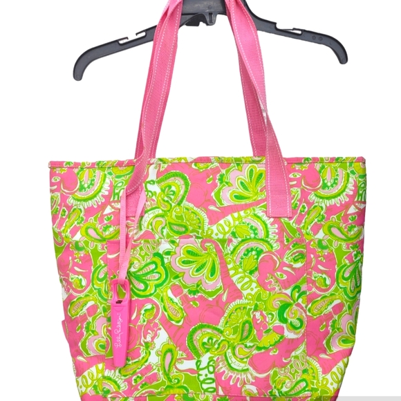 Lilly Pulitzer XL Pink/Green Insulated Collapsible Cooler Tote Bag - Picture 1 of 10